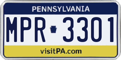 PA license plate MPR3301