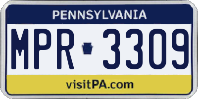 PA license plate MPR3309