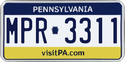 PA license plate MPR3311