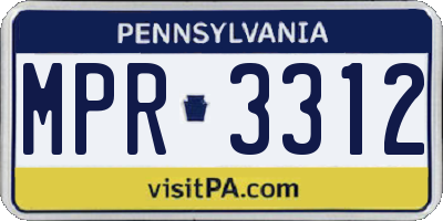 PA license plate MPR3312