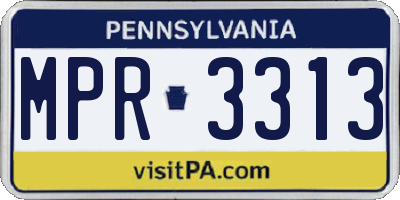 PA license plate MPR3313