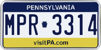 PA license plate MPR3314