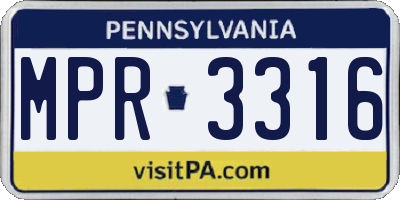 PA license plate MPR3316