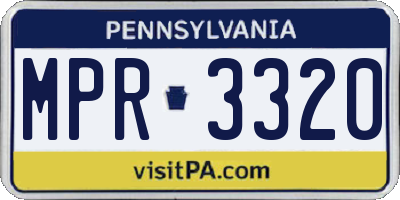PA license plate MPR3320