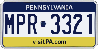 PA license plate MPR3321
