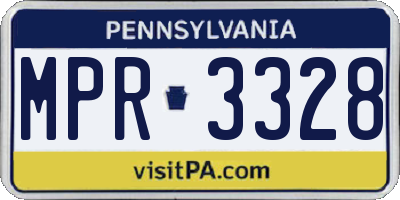PA license plate MPR3328