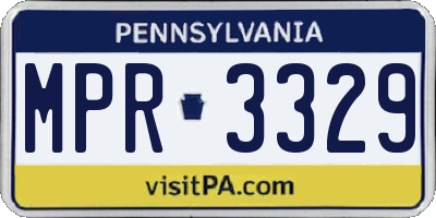 PA license plate MPR3329