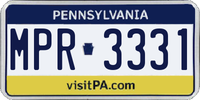 PA license plate MPR3331