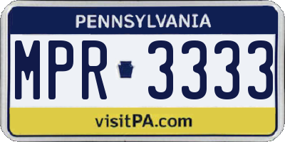PA license plate MPR3333