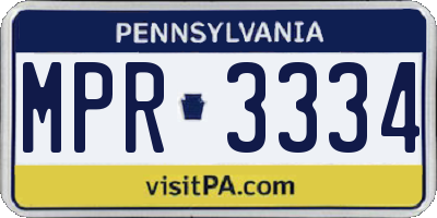 PA license plate MPR3334