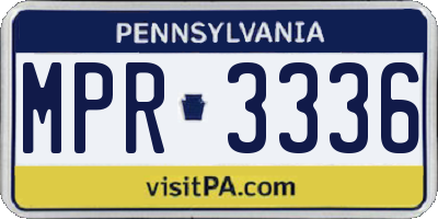 PA license plate MPR3336