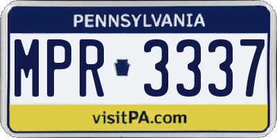 PA license plate MPR3337