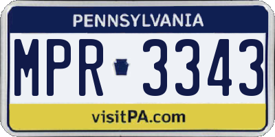 PA license plate MPR3343