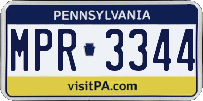 PA license plate MPR3344
