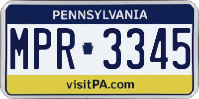 PA license plate MPR3345