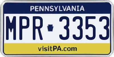 PA license plate MPR3353