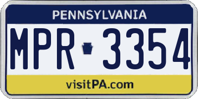 PA license plate MPR3354