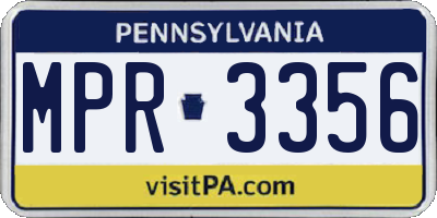 PA license plate MPR3356