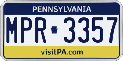 PA license plate MPR3357