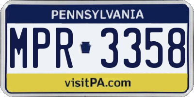 PA license plate MPR3358