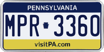 PA license plate MPR3360
