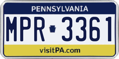 PA license plate MPR3361