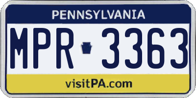 PA license plate MPR3363