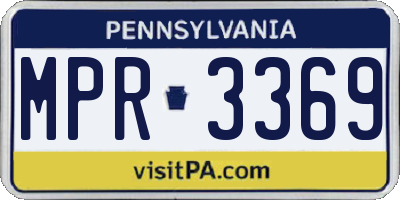 PA license plate MPR3369