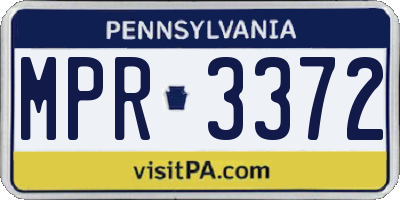 PA license plate MPR3372