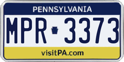 PA license plate MPR3373