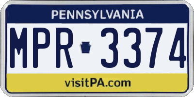 PA license plate MPR3374