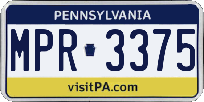 PA license plate MPR3375