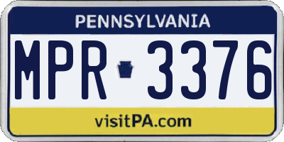 PA license plate MPR3376