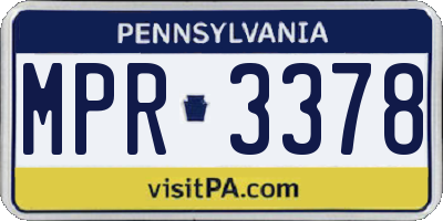PA license plate MPR3378