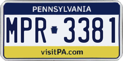 PA license plate MPR3381