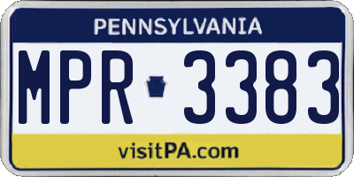 PA license plate MPR3383