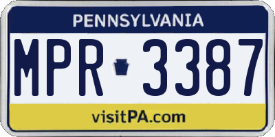 PA license plate MPR3387