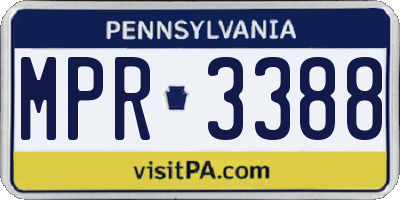 PA license plate MPR3388