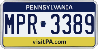 PA license plate MPR3389
