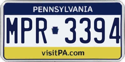 PA license plate MPR3394