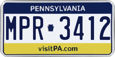 PA license plate MPR3412