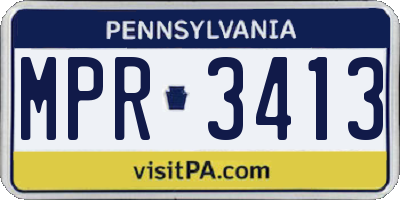 PA license plate MPR3413