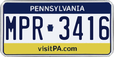 PA license plate MPR3416