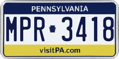 PA license plate MPR3418