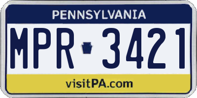 PA license plate MPR3421