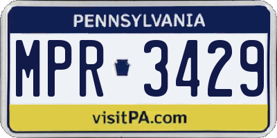 PA license plate MPR3429