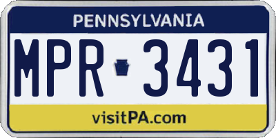 PA license plate MPR3431
