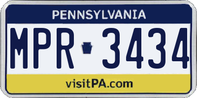 PA license plate MPR3434