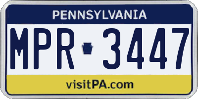 PA license plate MPR3447