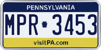 PA license plate MPR3453